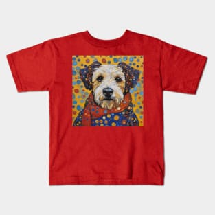 Gustav Klimt Style Dog with Colorful Scarf and Confetti Ears Kids T-Shirt